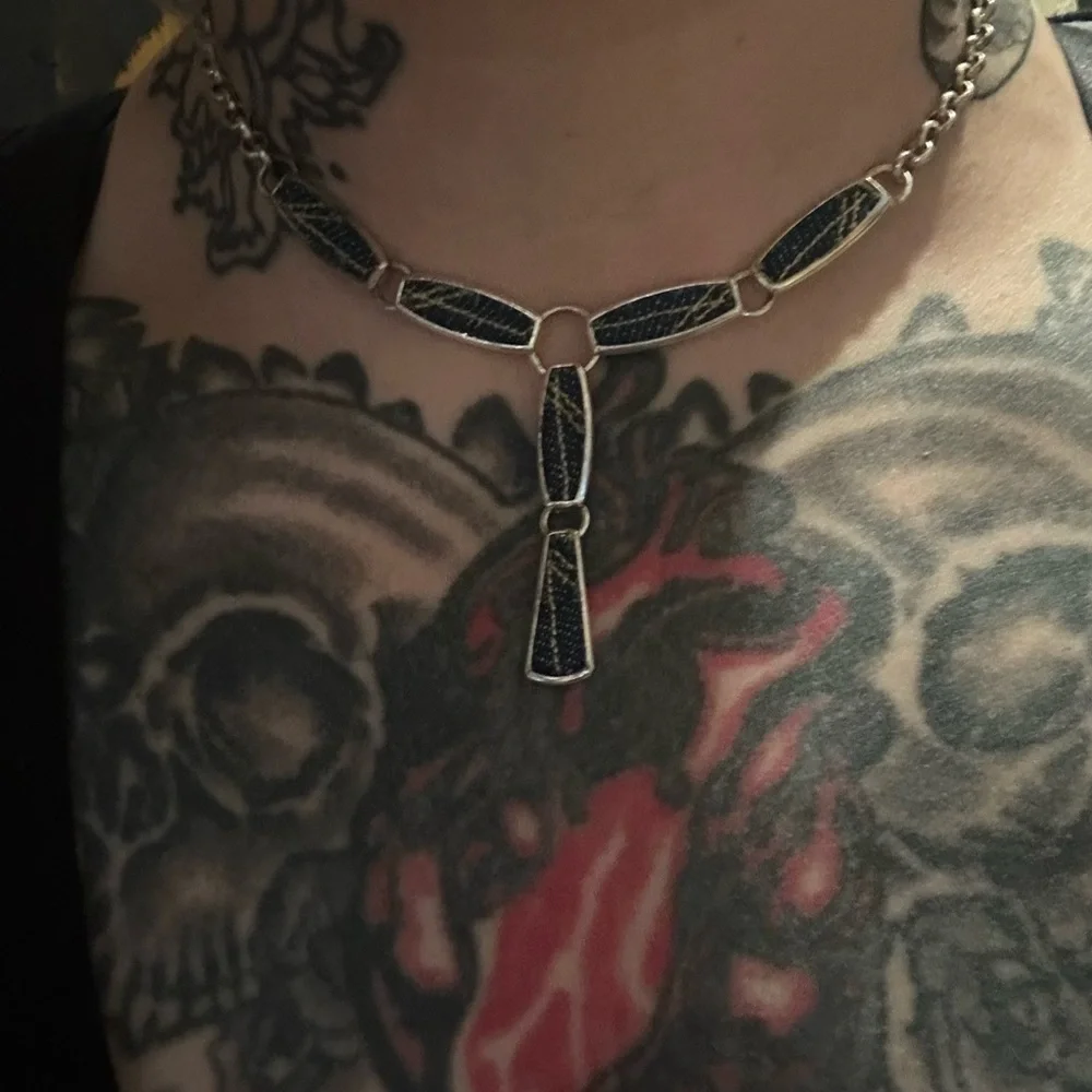 Unique silver Jean fabric choker 3 for $15 or 4 for $20 - Picture 1 of 4